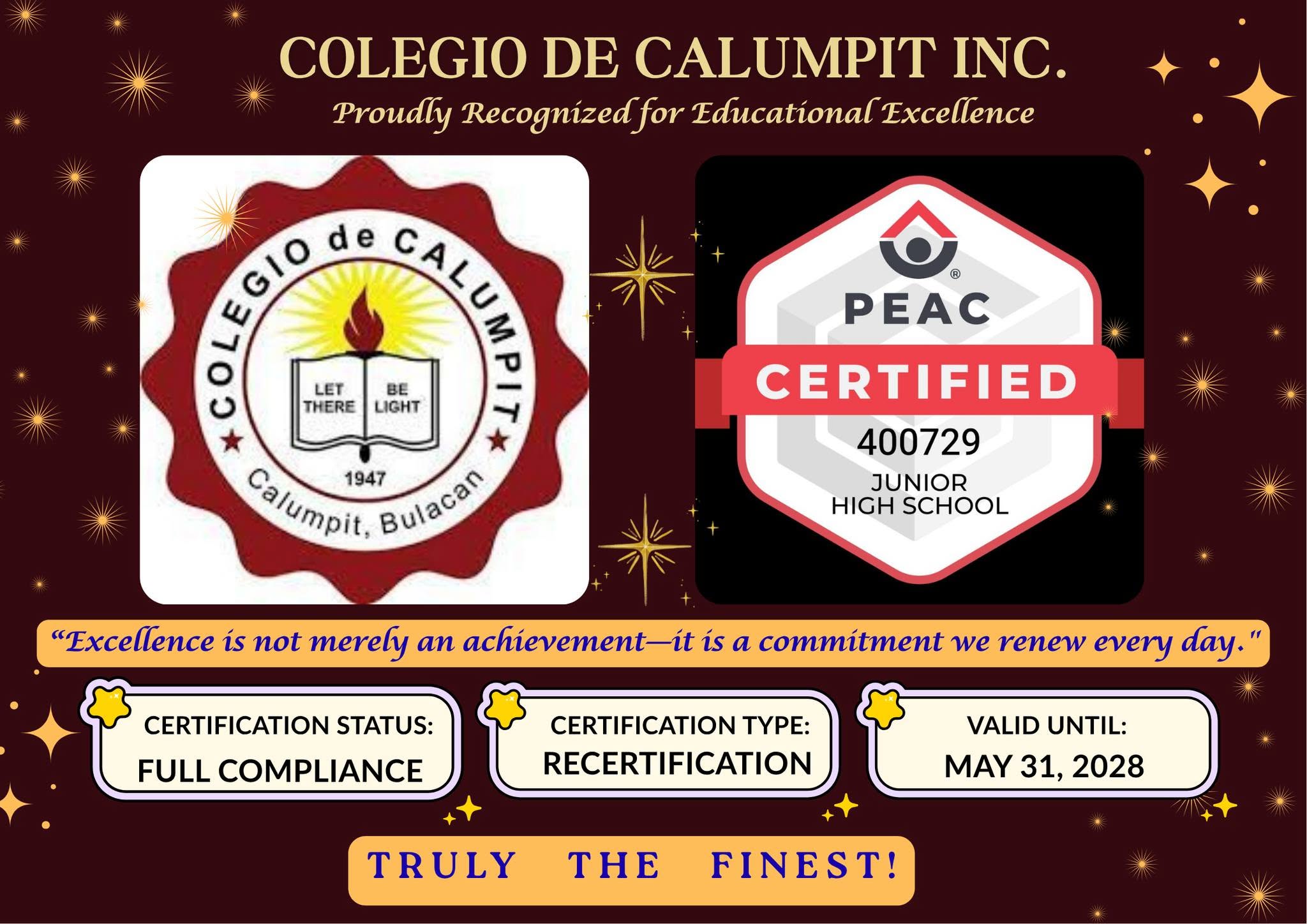 Our PEAC Certification Seal